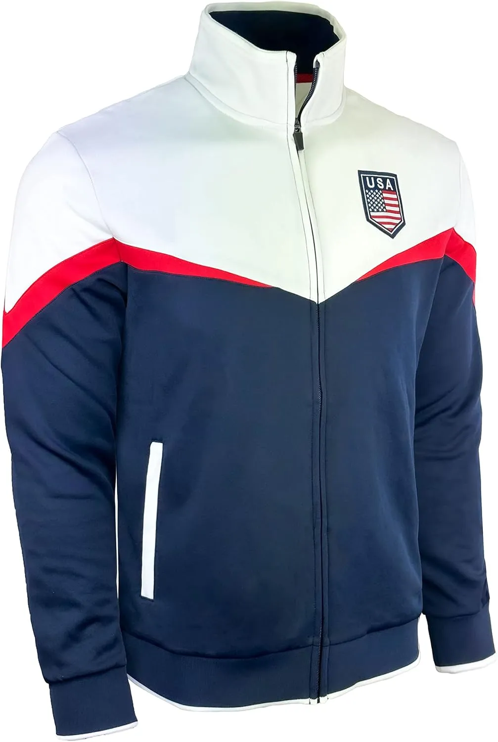Boy's USA Track Jacket, Youth U.S Full Zip Sweater Jacket With Zipper Pockets