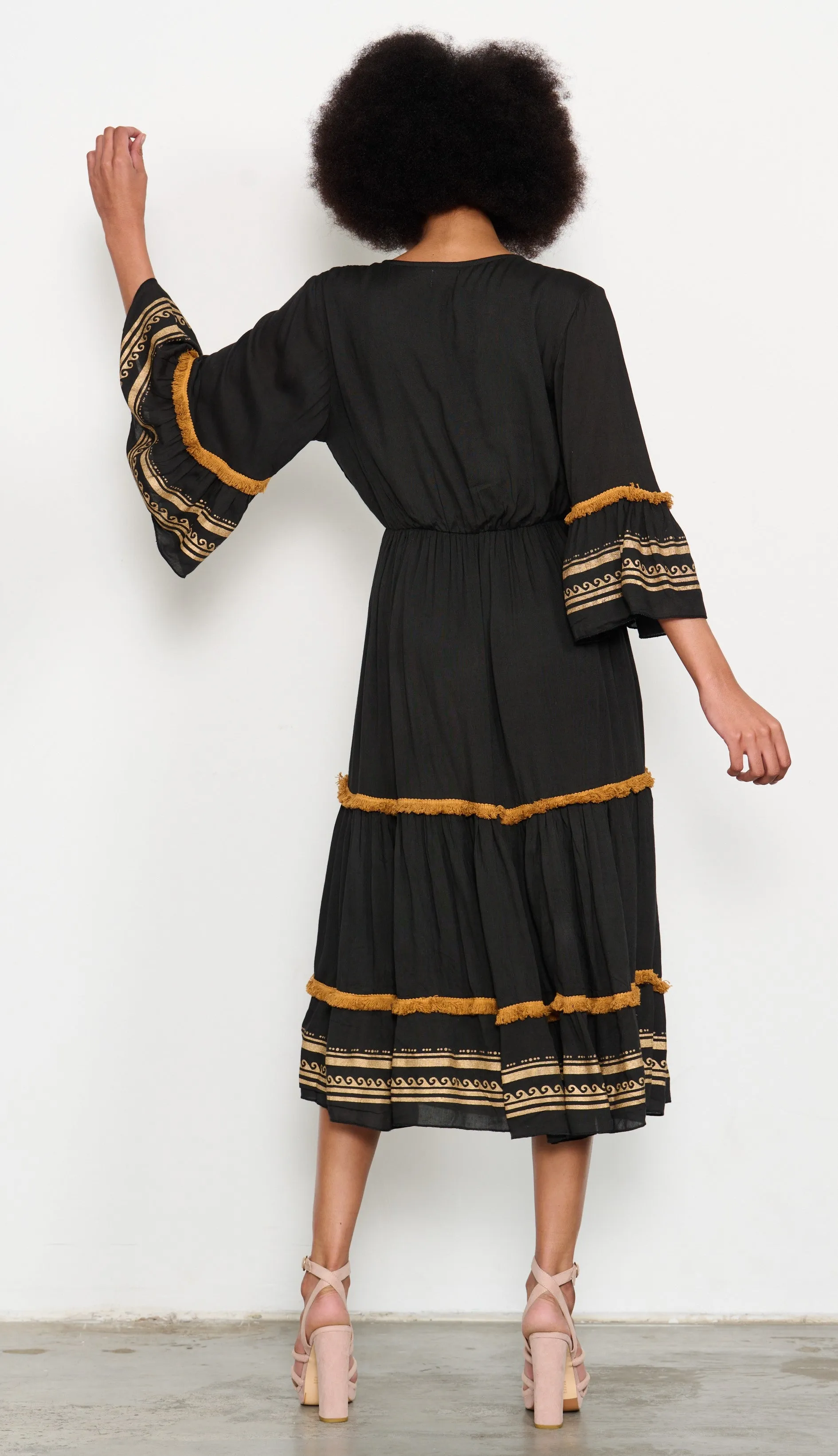 CAJU BEADED BLACK/GOLD MEDALLION DRESS was $!@( <<<SALE>>>