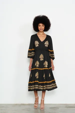 CAJU BEADED BLACK/GOLD MEDALLION DRESS was $!@( <<<SALE>>>