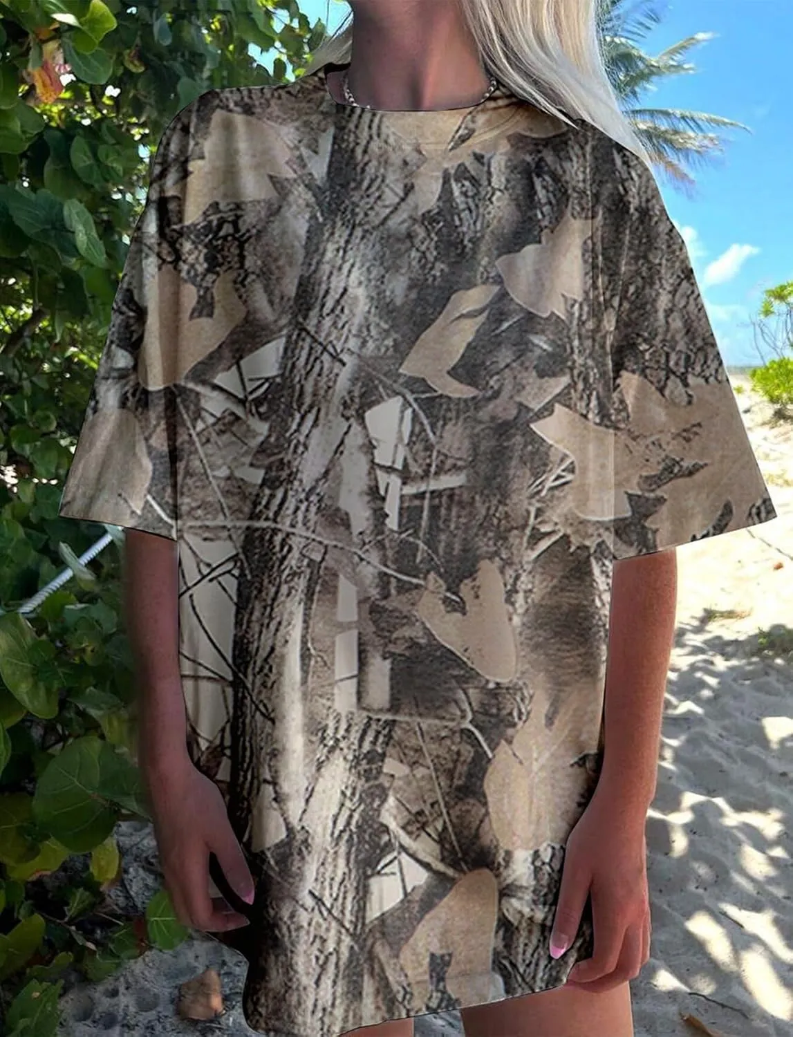 Camo Shirt for Women Mens Maple Leaf Print Short Sleeve Crewneck T-Shirts Summer Oversized Tee Shirts Streetwear