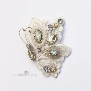 Carol-Ann Butterfly lace hair clip - Rhinestone and crystal beaded embroidery - custom colors available
