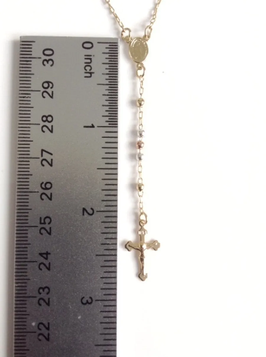Catholic Rosary Necklace for Woman Rose Gold and Silver Plated Ball Chain