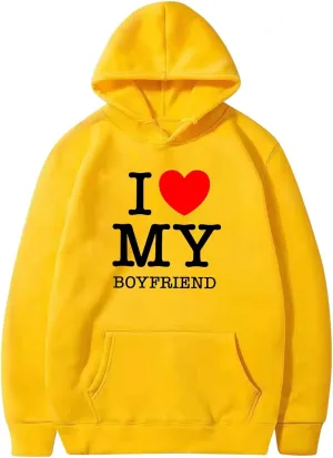 Ceboyel I Love My Boyfriend Hoodie Love Heart Valentines Day Sweatshirt Sweater Pullover Tops Cute Funny Gifts Clothes Bf