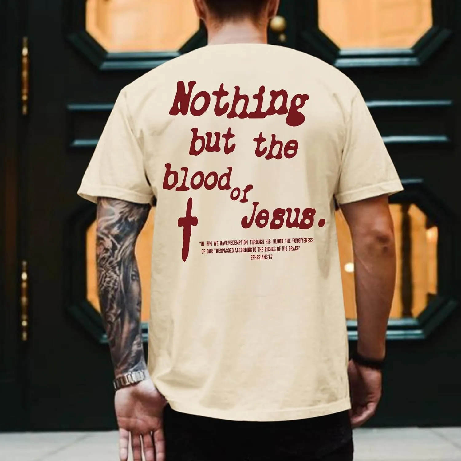 Christian Shirts for Men Religious Faith Bible Verse T Shirt Jesus God Inspirational T-Shirt Cross Graphic Tee Top