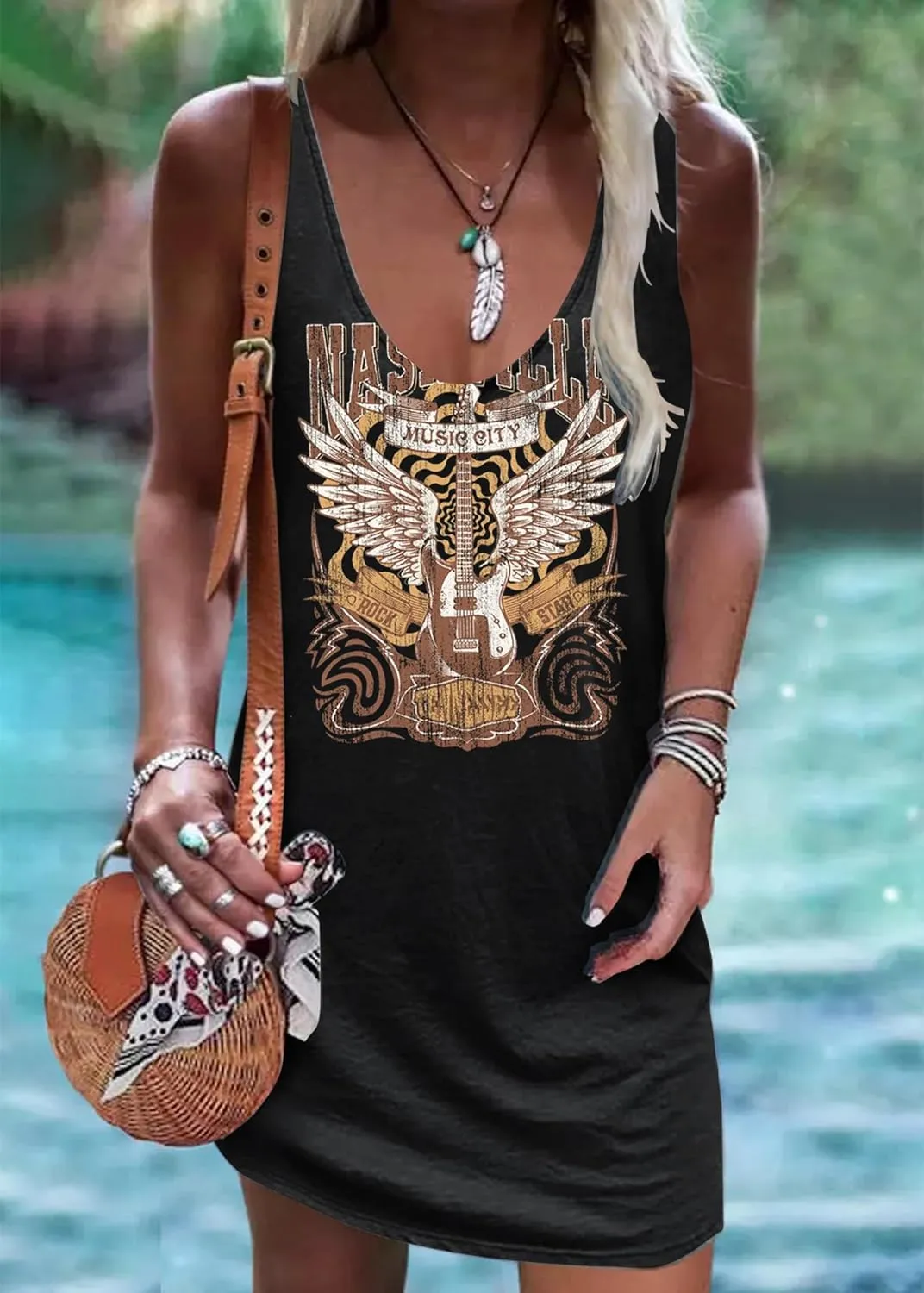CHUNTIANRAN Mini Dress for Women Summer Beach Vacation T Shirts Sundress Sexy V Neck Sleeveless Tanks Dresses