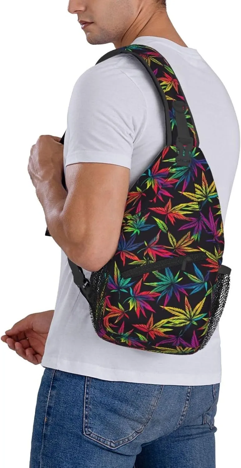 Colored Leaves Sling Backpack Hiking Backpack Crossbody Bag Sports Lightweight And Durable Chest Bag Shoulder Bag For Women Men