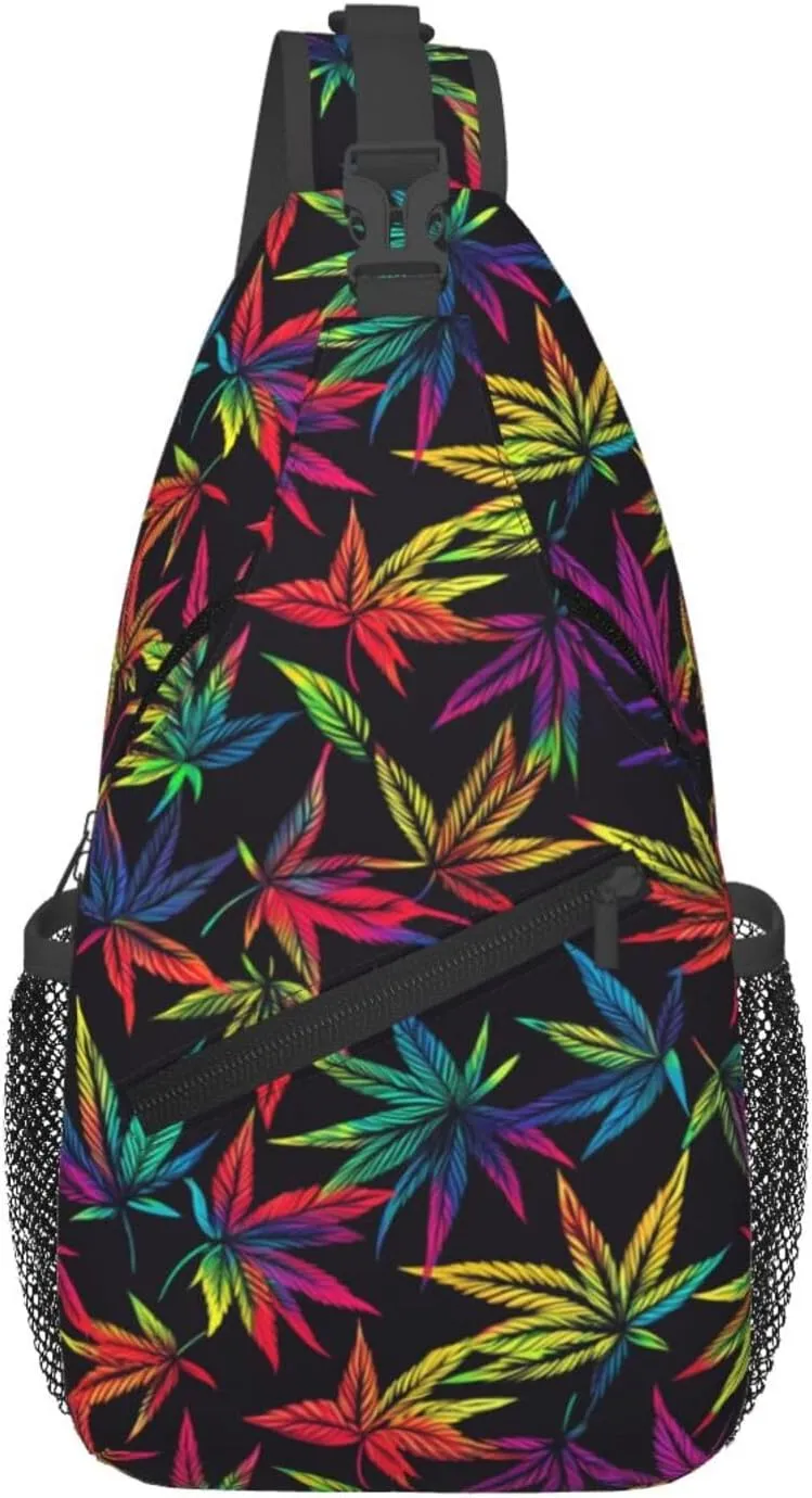 Colored Leaves Sling Backpack Hiking Backpack Crossbody Bag Sports Lightweight And Durable Chest Bag Shoulder Bag For Women Men