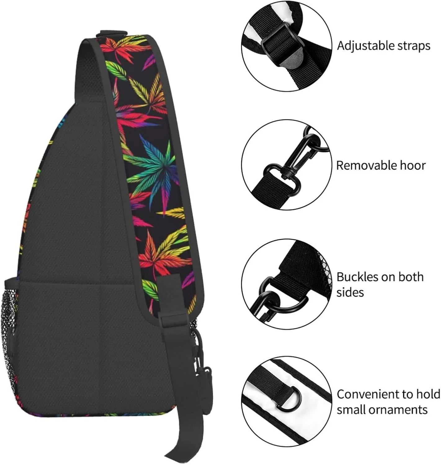 Colored Leaves Sling Backpack Hiking Backpack Crossbody Bag Sports Lightweight And Durable Chest Bag Shoulder Bag For Women Men