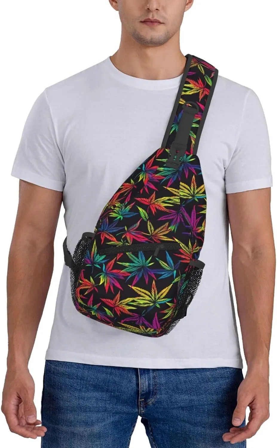 Colored Leaves Sling Backpack Hiking Backpack Crossbody Bag Sports Lightweight And Durable Chest Bag Shoulder Bag For Women Men
