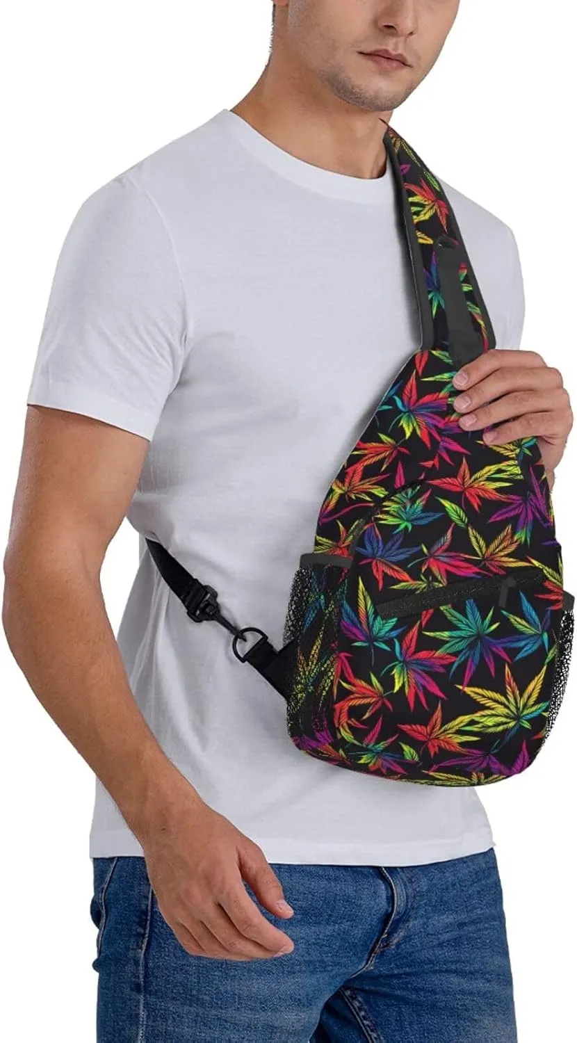 Colored Leaves Sling Backpack Hiking Backpack Crossbody Bag Sports Lightweight And Durable Chest Bag Shoulder Bag For Women Men