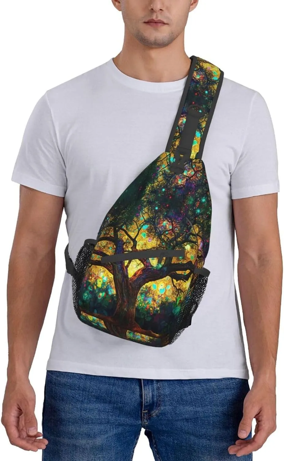 Colorfully Colors Tree Sling Backpack Hiking Backpack Crossbody Bag Sports Lightweight And waterproof Chest Bag Shoulder Bag For Women Men