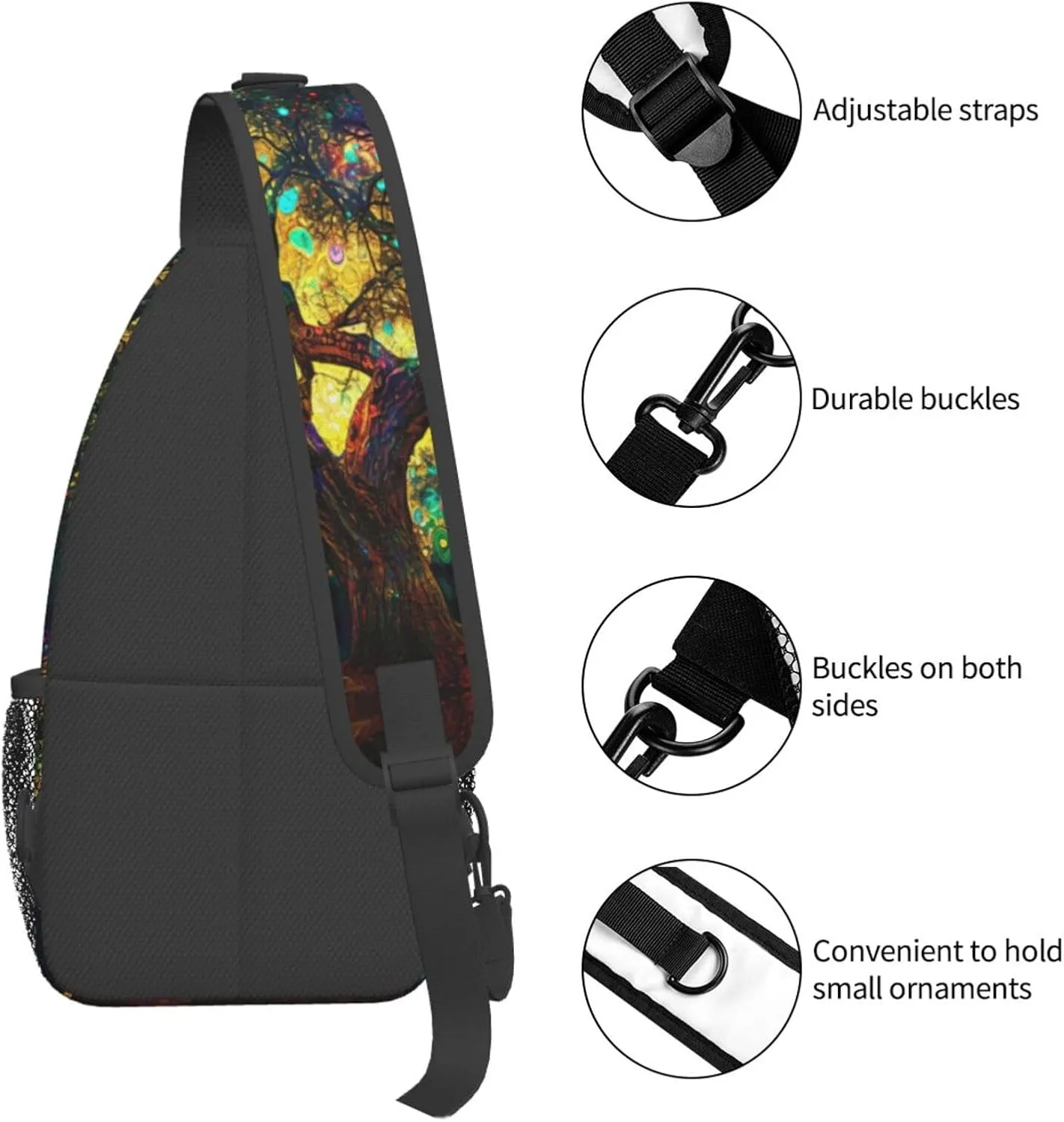 Colorfully Colors Tree Sling Backpack Hiking Backpack Crossbody Bag Sports Lightweight And waterproof Chest Bag Shoulder Bag For Women Men