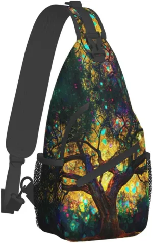 Colorfully Colors Tree Sling Backpack Hiking Backpack Crossbody Bag Sports Lightweight And waterproof Chest Bag Shoulder Bag For Women Men