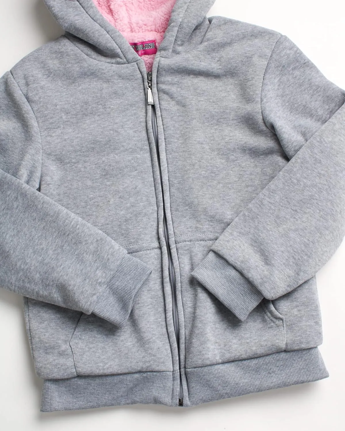 Coney Island Girls Sweatshirt - Cozy Warm Sherpa Lined Soft Fleece Zip Up Hoodie Sweatshirt for Girls (Sizes Run Small: 4-16)