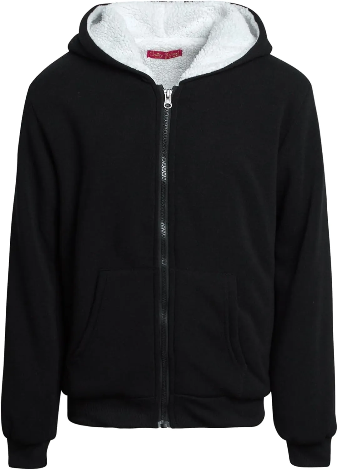 Coney Island Girls Sweatshirt - Cozy Warm Sherpa Lined Soft Fleece Zip Up Hoodie Sweatshirt for Girls (Sizes Run Small: 4-16)