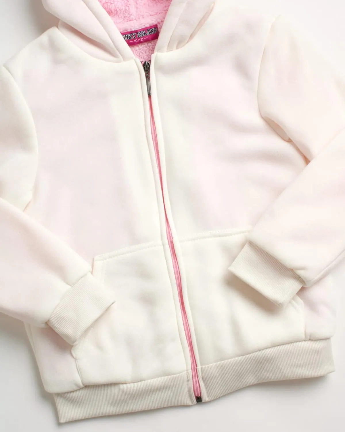 Coney Island Girls Sweatshirt - Cozy Warm Sherpa Lined Soft Fleece Zip Up Hoodie Sweatshirt for Girls (Sizes Run Small: 4-16)