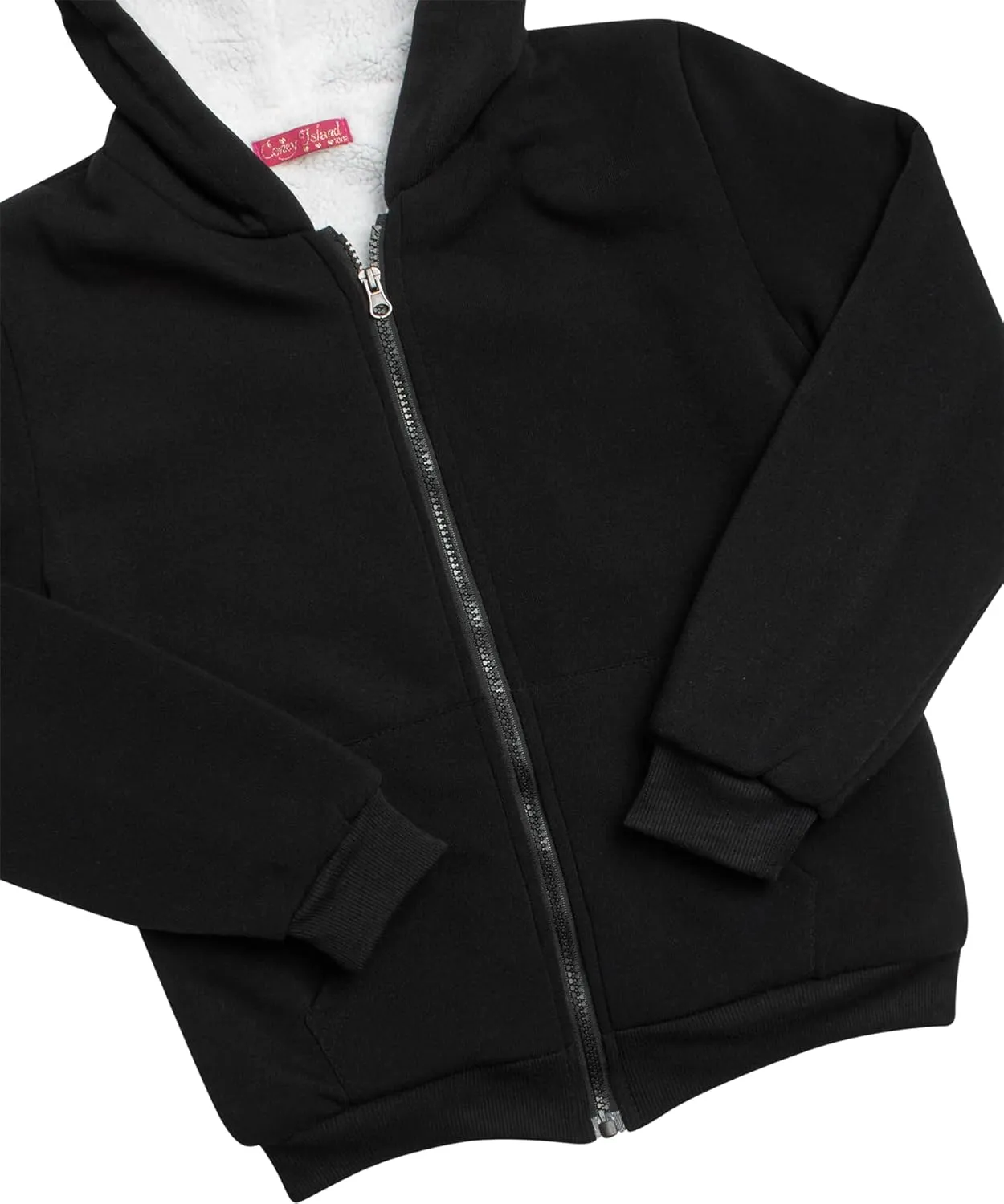 Coney Island Girls Sweatshirt - Cozy Warm Sherpa Lined Soft Fleece Zip Up Hoodie Sweatshirt for Girls (Sizes Run Small: 4-16)