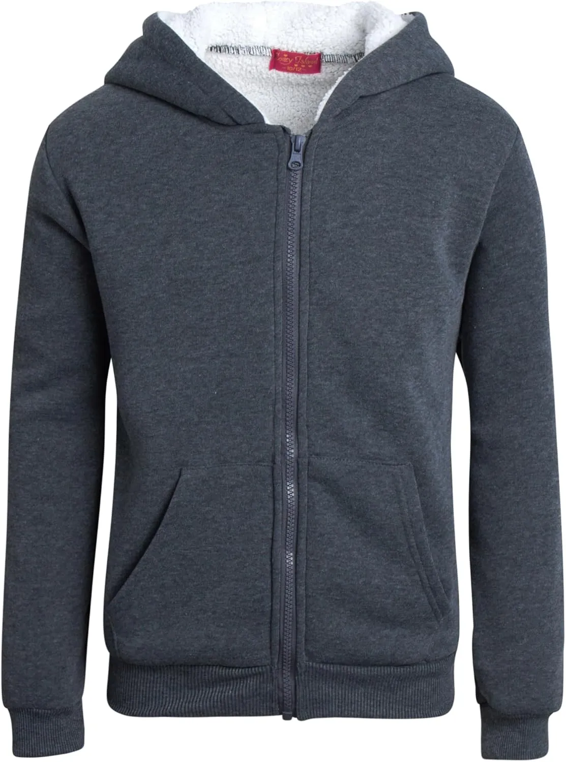 Coney Island Girls Sweatshirt - Cozy Warm Sherpa Lined Soft Fleece Zip Up Hoodie Sweatshirt for Girls (Sizes Run Small: 4-16)