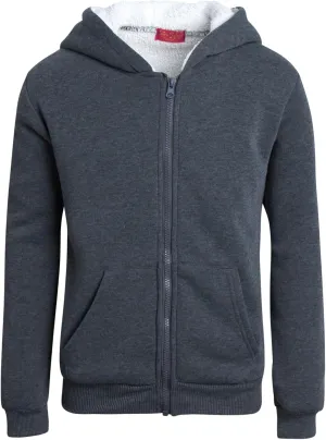 Coney Island Girls Sweatshirt - Cozy Warm Sherpa Lined Soft Fleece Zip Up Hoodie Sweatshirt for Girls (Sizes Run Small: 4-16)