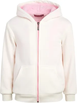 Coney Island Girls Sweatshirt - Cozy Warm Sherpa Lined Soft Fleece Zip Up Hoodie Sweatshirt for Girls (Sizes Run Small: 4-16)