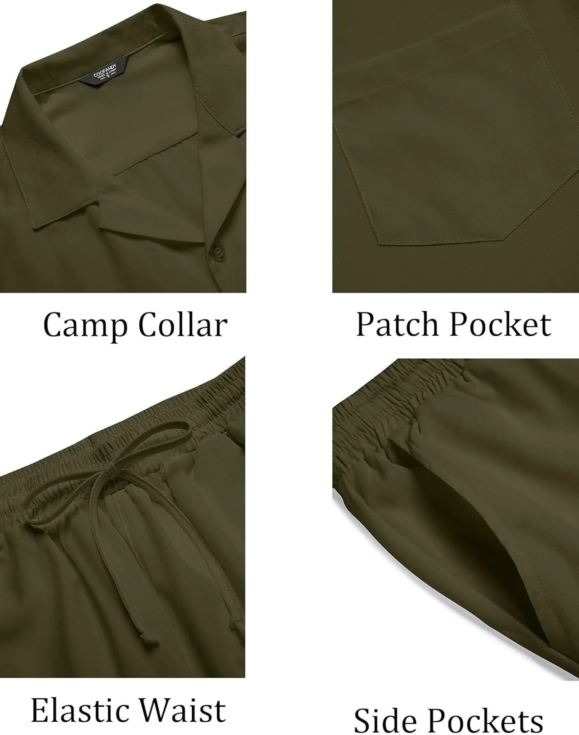COOFANDY Men's 2 Pieces Shirt Set Short Sleeve Button Down Casual Hippie Holiday Beach T-Shirts Shorts Outfits
