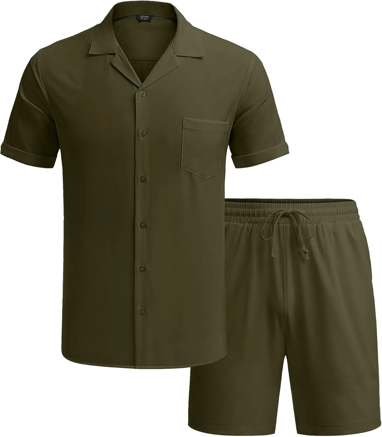 COOFANDY Men's 2 Pieces Shirt Set Short Sleeve Button Down Casual Hippie Holiday Beach T-Shirts Shorts Outfits