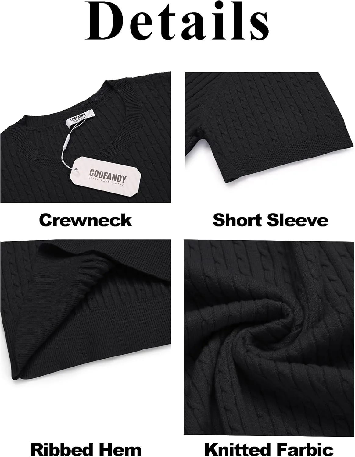 COOFANDY Men's Knit T Shirt Short Sleeve Crewneck Casual Vintage T-Shirts Summer Twist Knitted Pullover Tee