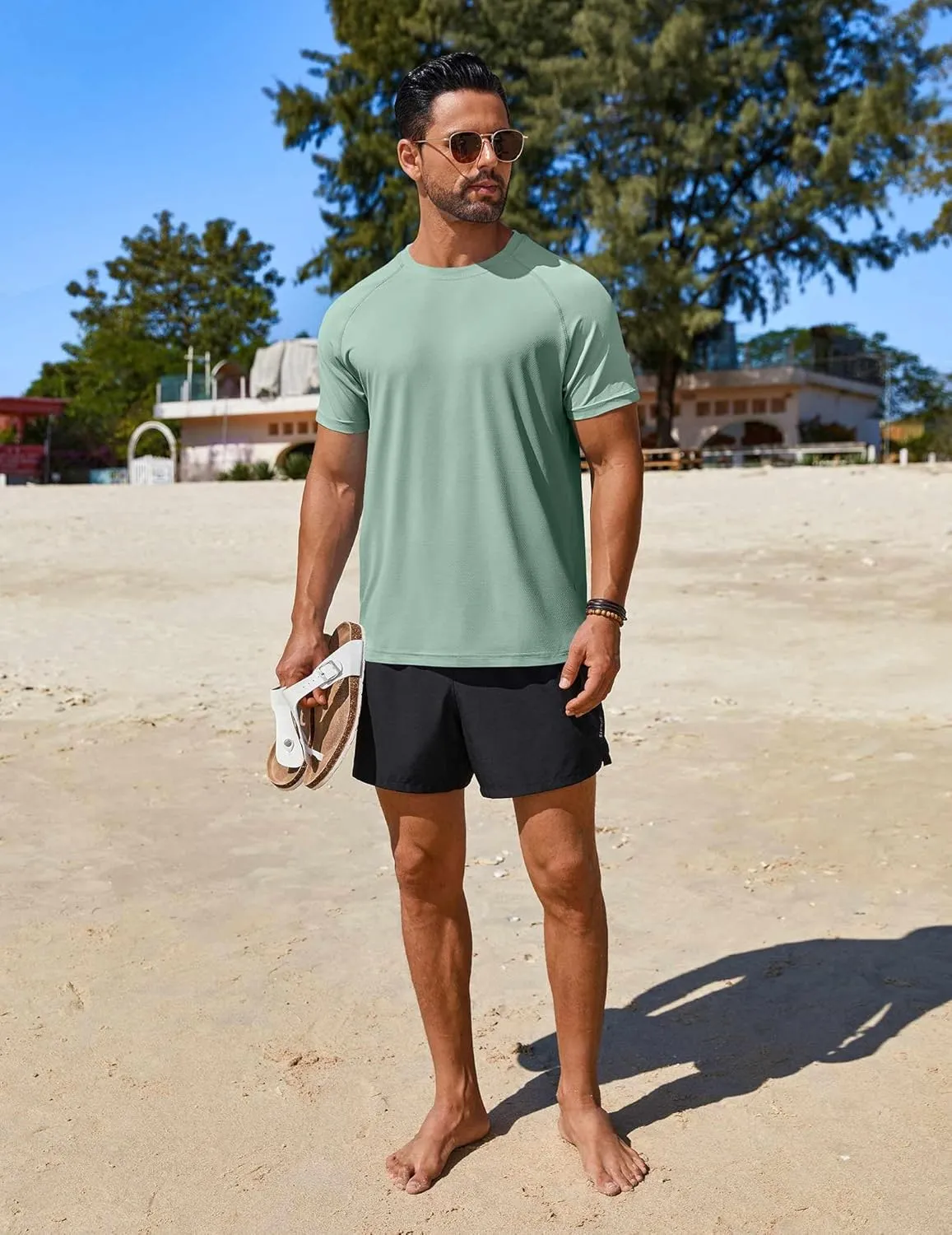 COOFANDY Mens Swim Shirt Short Sleeve UPF 50  Sun Protection Shirt Rah Guard Athletic Quick Dry T Shirts