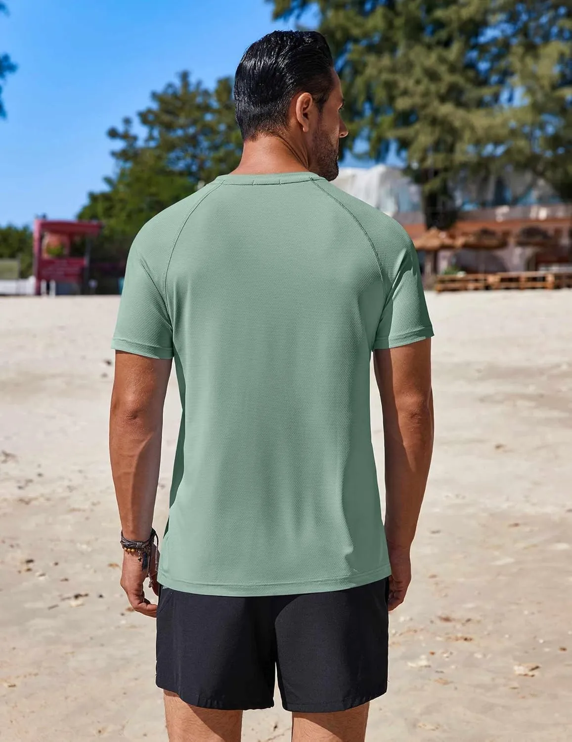 COOFANDY Mens Swim Shirt Short Sleeve UPF 50  Sun Protection Shirt Rah Guard Athletic Quick Dry T Shirts