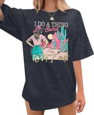 Cowgirl Oversized Tshirts Women Western Cowboy Shirt Retro Country Music Tee Casual Short Sleeve Loose Tops