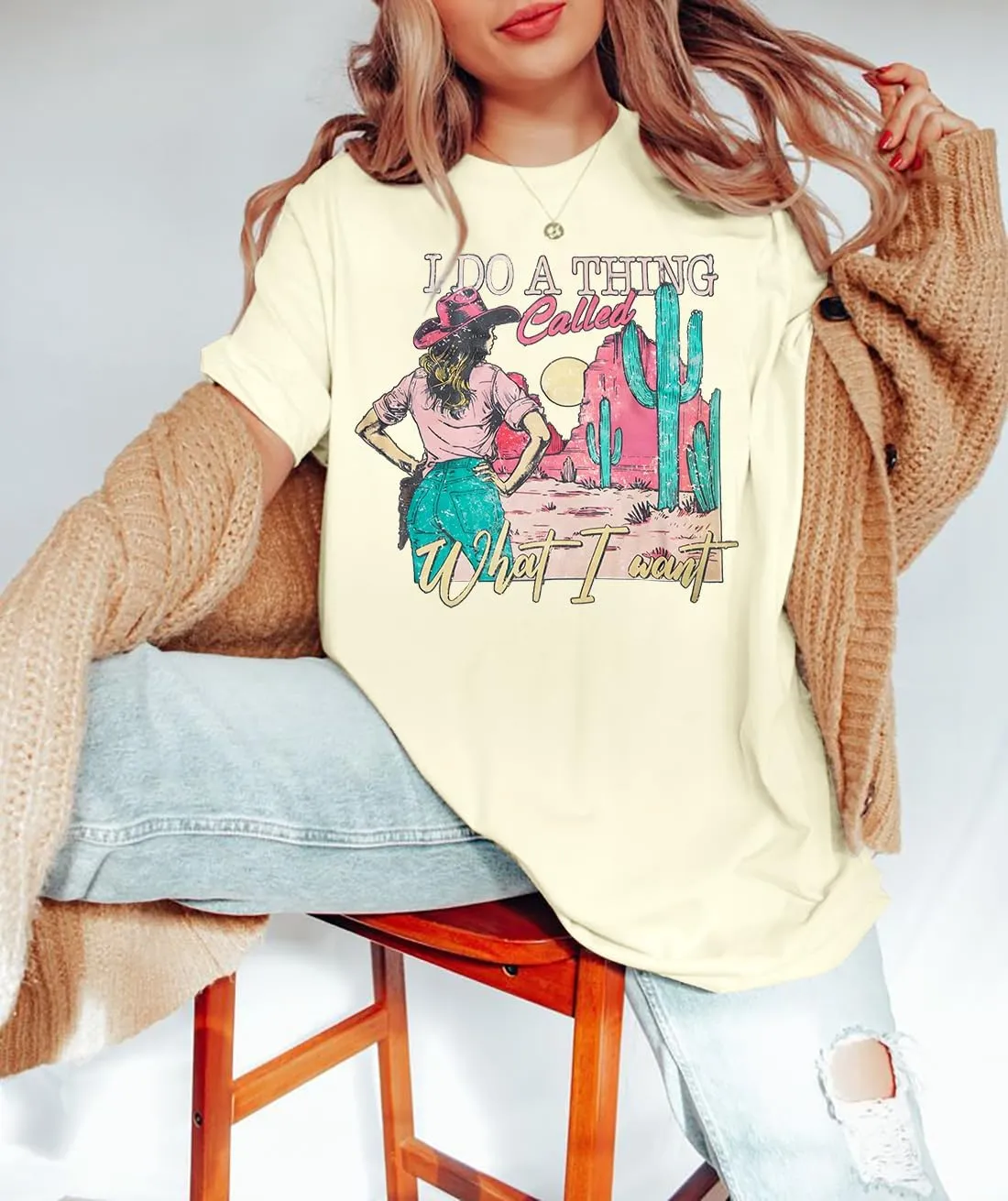 Cowgirl Oversized Tshirts Women Western Cowboy Shirt Retro Country Music Tee Casual Short Sleeve Loose Tops