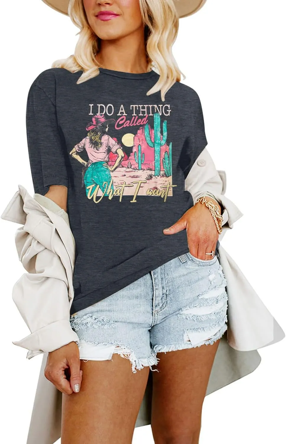 Cowgirl Oversized Tshirts Women Western Cowboy Shirt Retro Country Music Tee Casual Short Sleeve Loose Tops