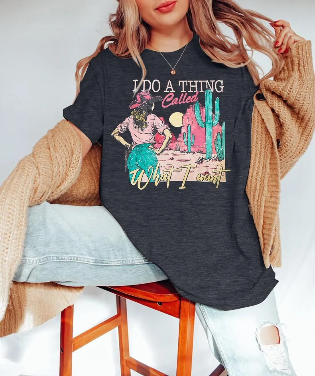 Cowgirl Oversized Tshirts Women Western Cowboy Shirt Retro Country Music Tee Casual Short Sleeve Loose Tops