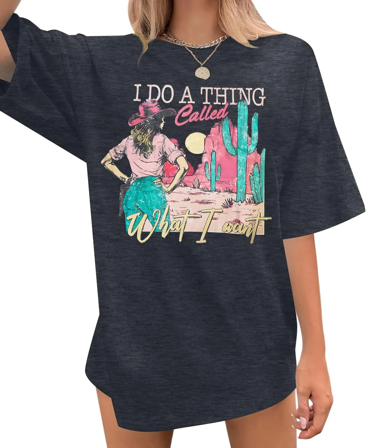 Cowgirl Oversized Tshirts Women Western Cowboy Shirt Retro Country Music Tee Casual Short Sleeve Loose Tops