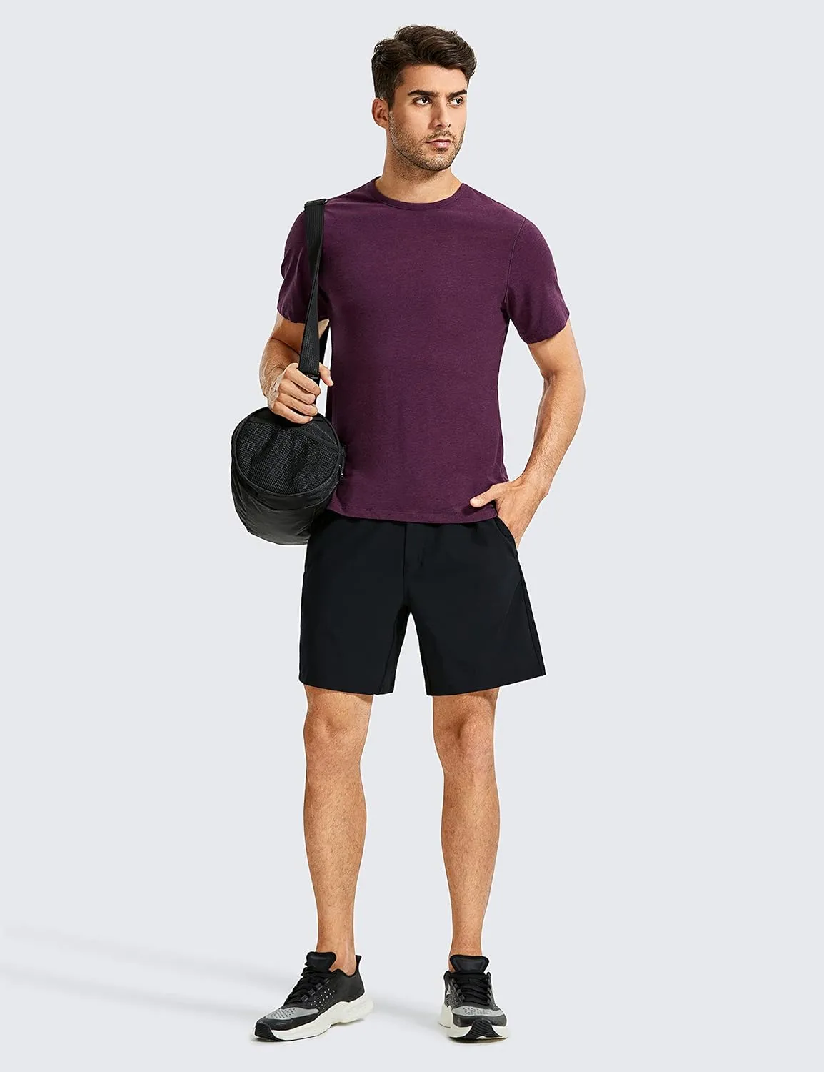 CRZ YOGA Men's Lightweight Pima Cotton Short Sleeve Athletic T-Shirts Workout Quick Dry Loose Fit Tees