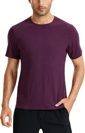 CRZ YOGA Men's Lightweight Pima Cotton Short Sleeve Athletic T-Shirts Workout Quick Dry Loose Fit Tees