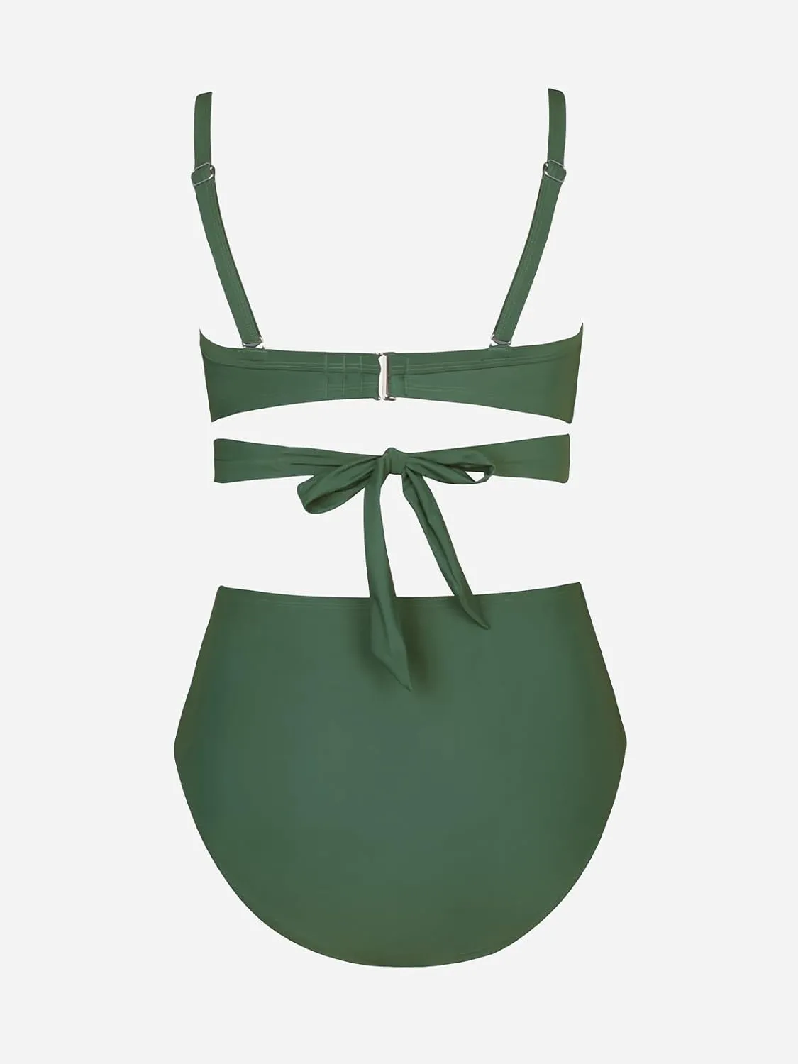 CUPSHE Women Swimsuit Plus Size Bikini Set High Waisted Wrapped Front Self Tie Back Knotted Bottom