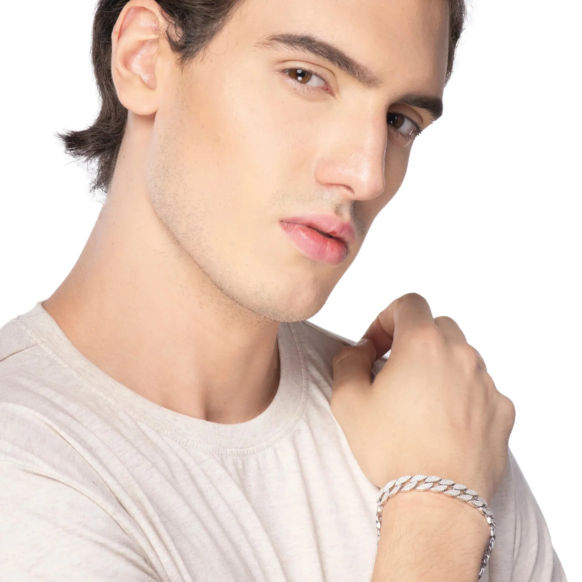 Curb Cuban Link CZ Silver Bracelet