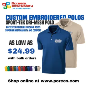 Custom Embroidered Polo Shirts | Moisture Wicking | Dry Mesh | Custom Design