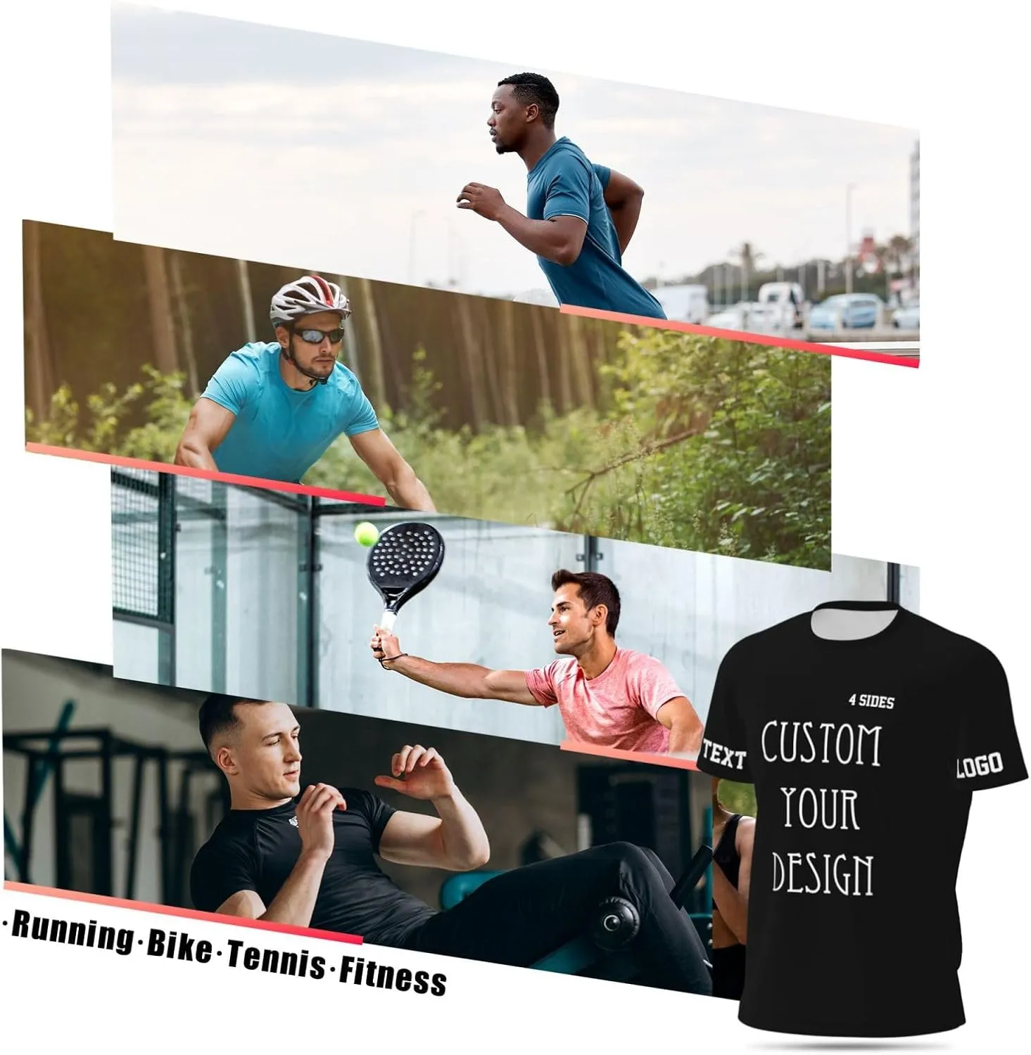 Custom T Shirts for Men Funny Tshirts with Logo Text Image On All Sides Customized Gifts