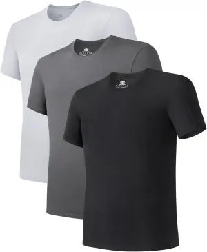 DAVID ARCHY Men's Undershirt Bamboo Rayon Moisture-Wicking Crewneck T-Shirts Stretch Tees for Men, 3 or 5 Pack