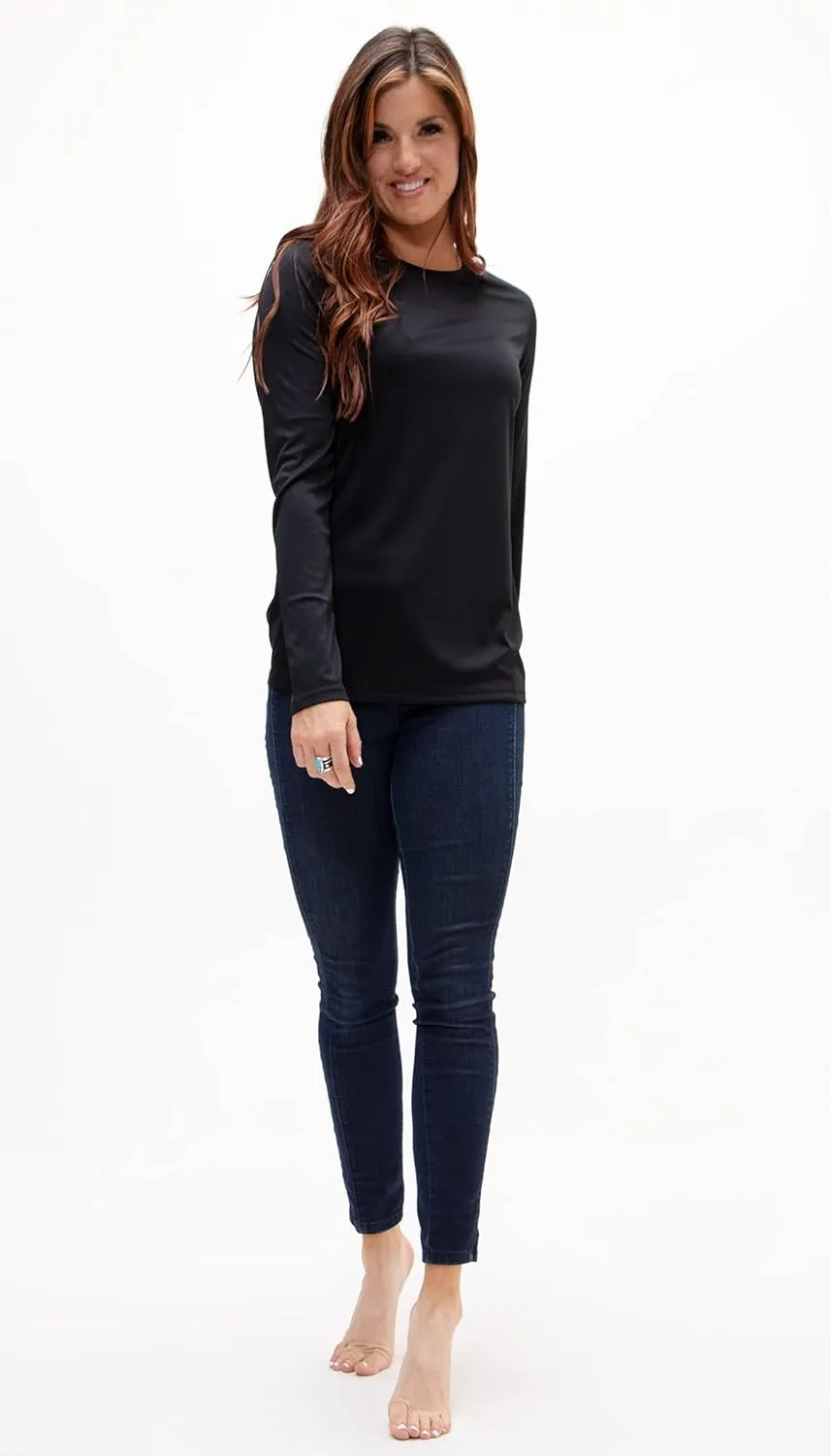DEVOPS Women's 2-Pack UPF 50  Long Sleeve Sun Protection Quick Dry T-Shirts for Running Workout