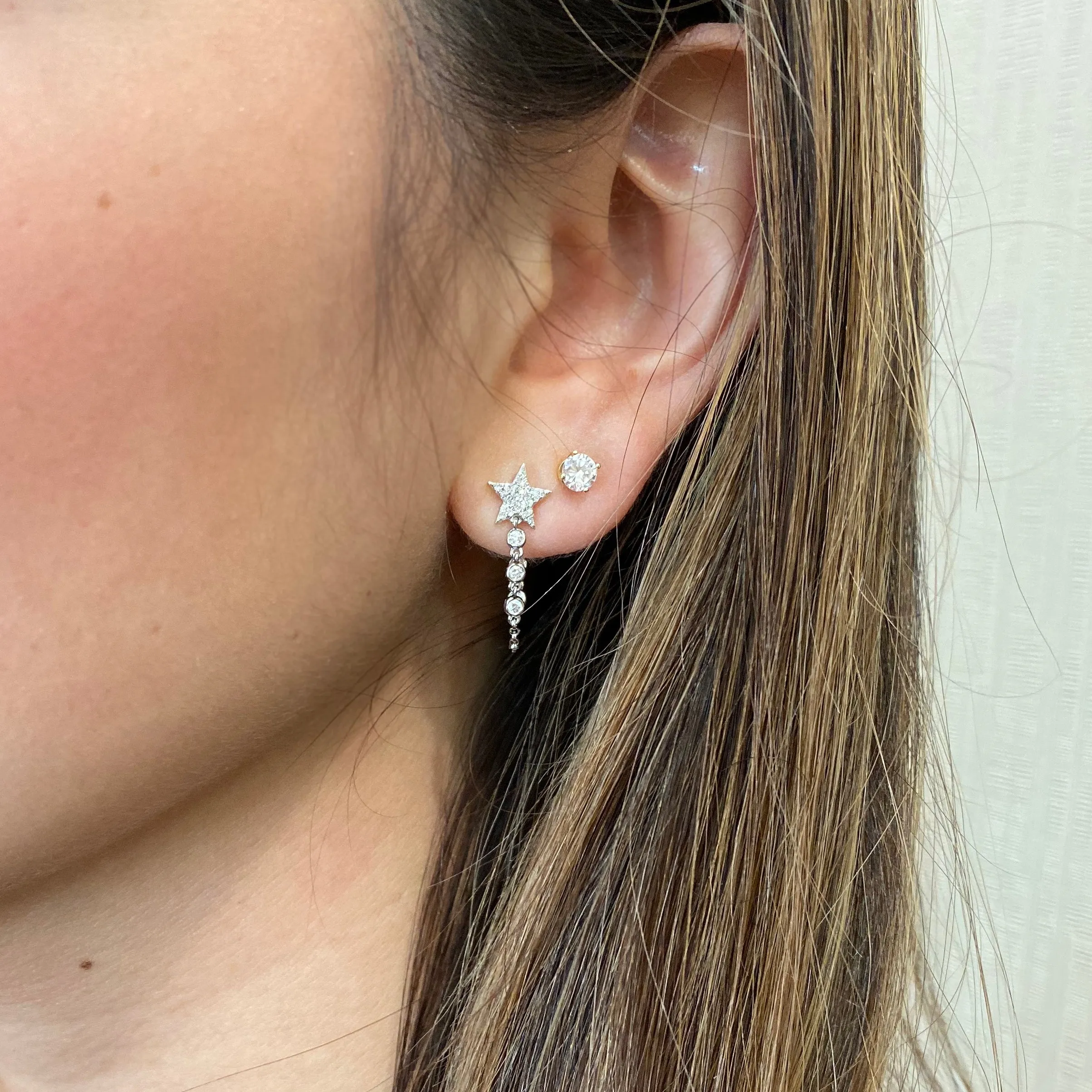 Diamond Star Chain Link Earrings
