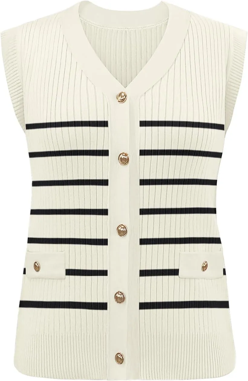 Disamer Sweaters Vest Tops for Women 2025 Summer Sleeveless T Shirts Button Down Cardigans Casual Knit Spring Clothes