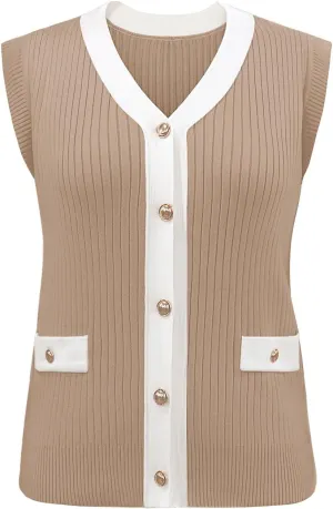 Disamer Sweaters Vest Tops for Women 2025 Summer Sleeveless T Shirts Button Down Cardigans Casual Knit Spring Clothes