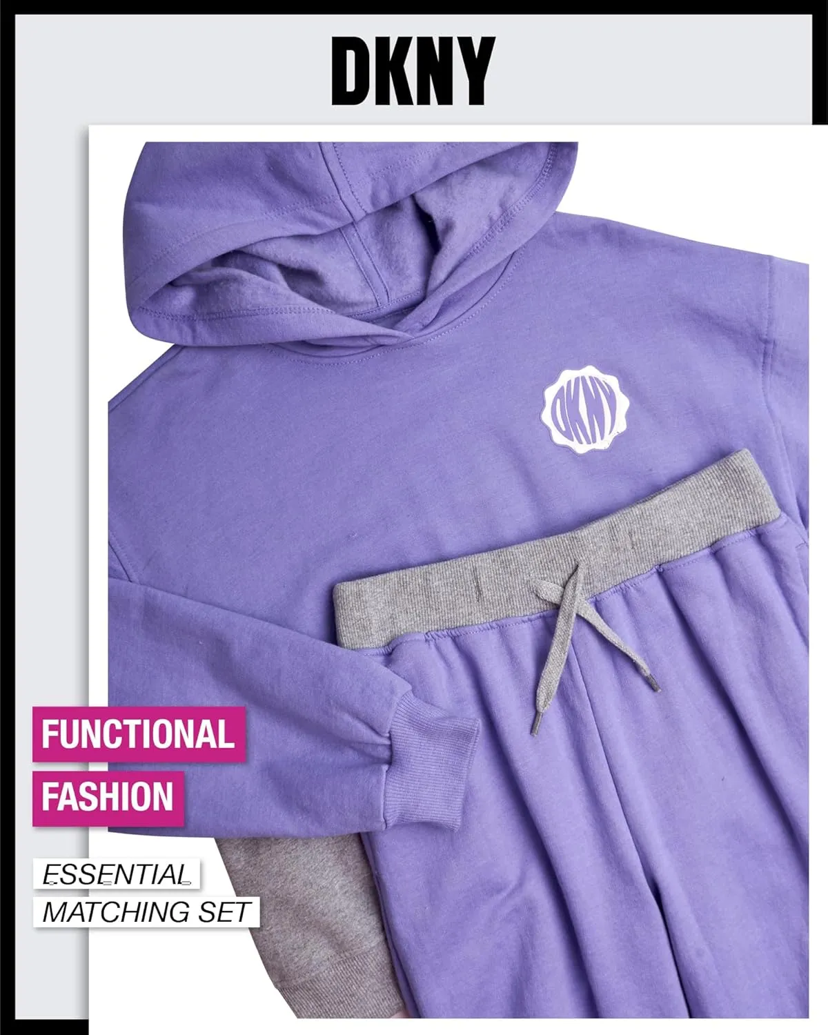 DKNY Girls Fleece Set - 2 Piece Matching Set Sweatshirts and Sweatpants - Girls' Fashion Fleece Outfit (4-16)