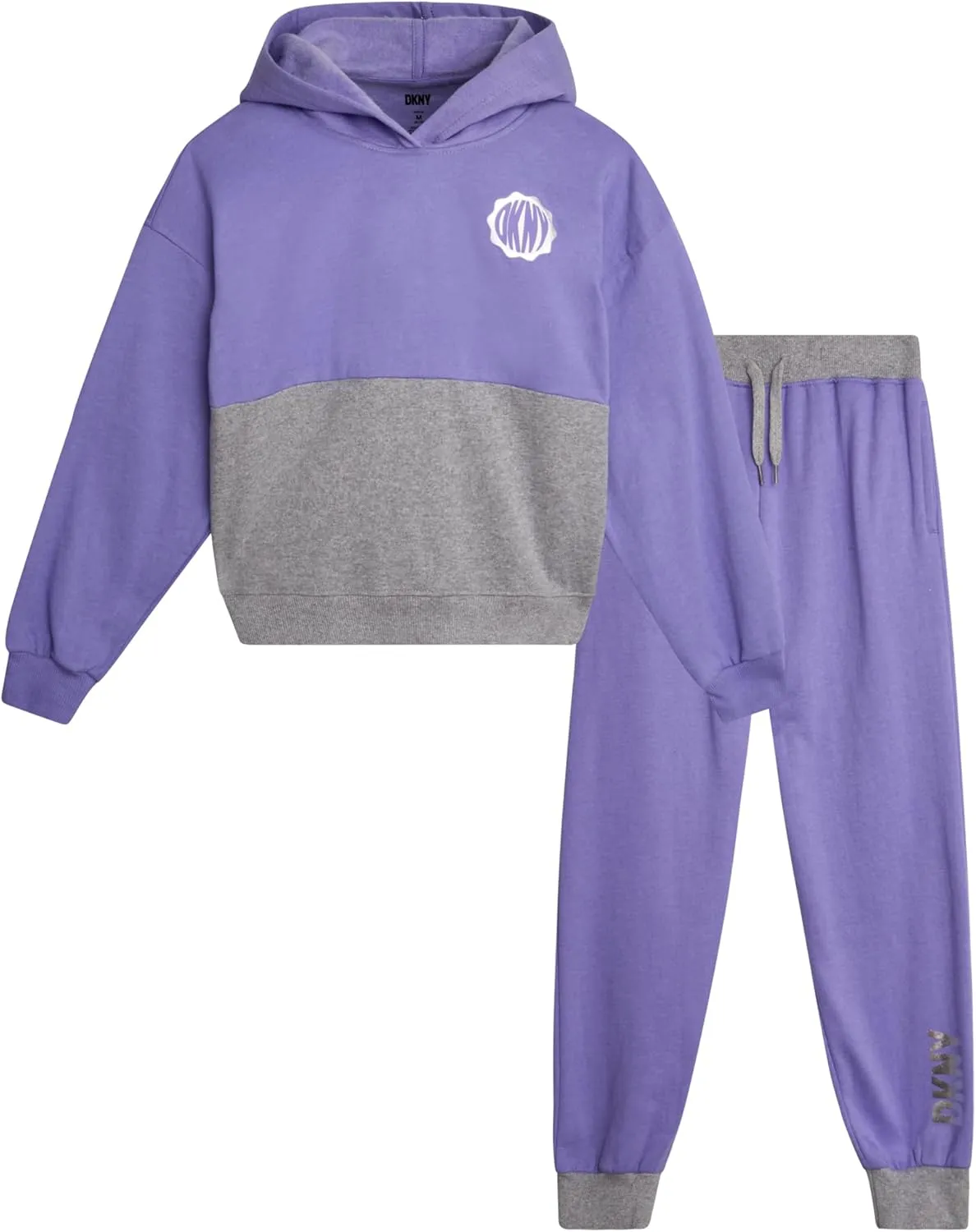 DKNY Girls Fleece Set - 2 Piece Matching Set Sweatshirts and Sweatpants - Girls' Fashion Fleece Outfit (4-16)