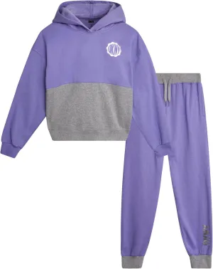 DKNY Girls Fleece Set - 2 Piece Matching Set Sweatshirts and Sweatpants - Girls' Fashion Fleece Outfit (4-16)
