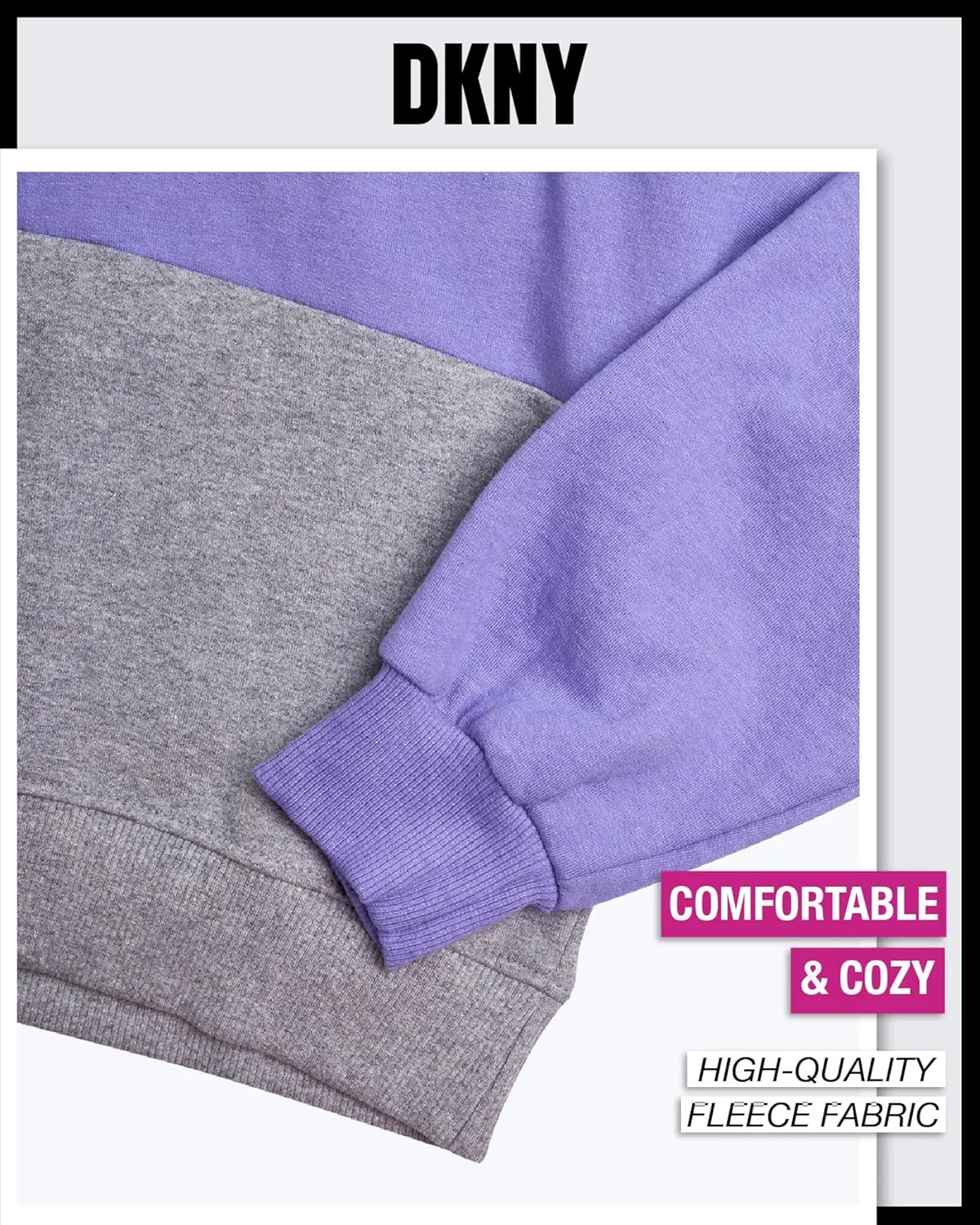 DKNY Girls Fleece Set - 2 Piece Matching Set Sweatshirts and Sweatpants - Girls' Fashion Fleece Outfit (4-16)