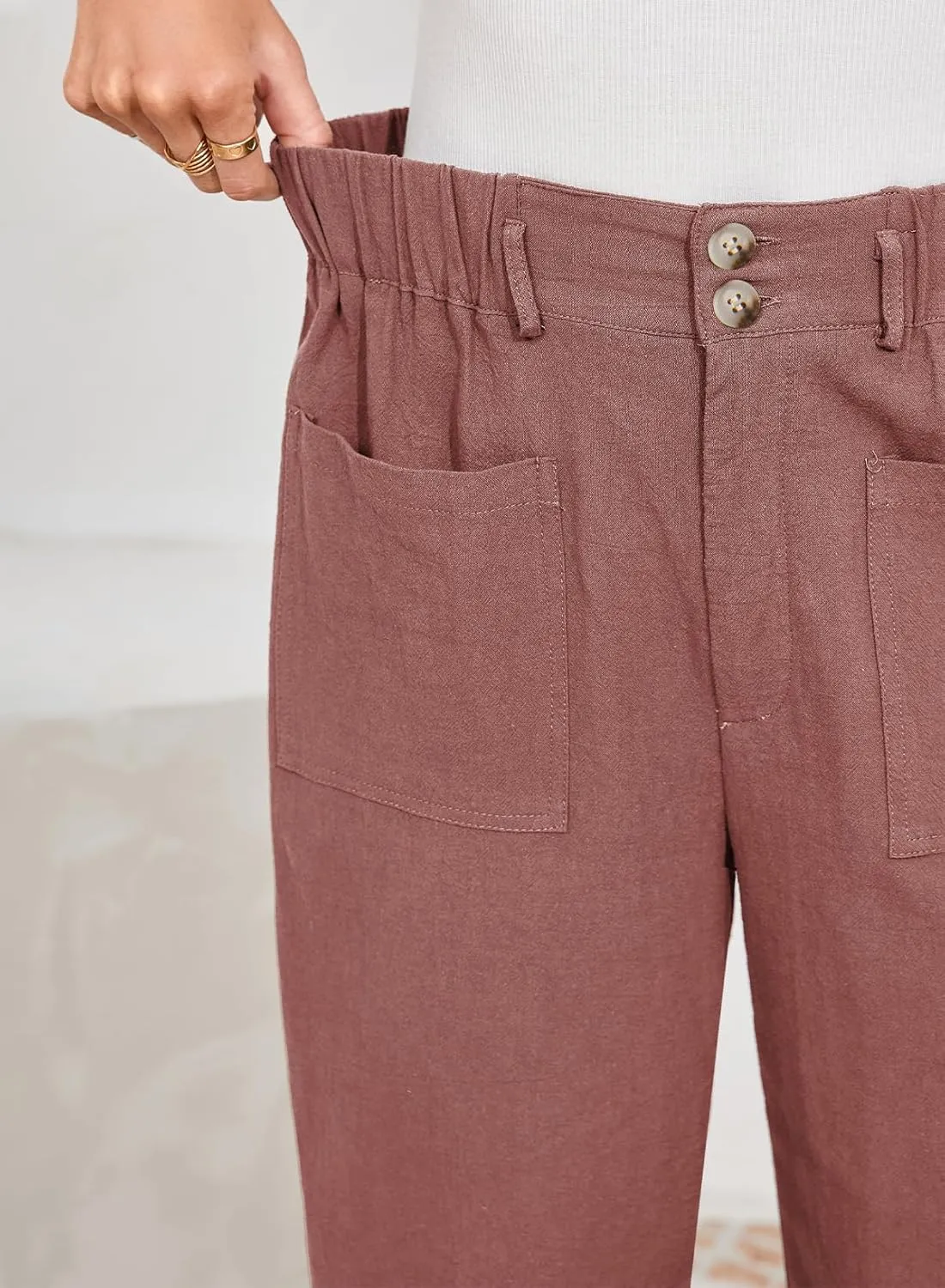 Dokotoo Womens Summer Pants Casual Capri Baggy Ankle Length High Waisted Harem Palazzo Pant Trouser Slacks with Pockets